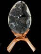 Septarian Dragon Egg Geode - Black Crystals #73778-1